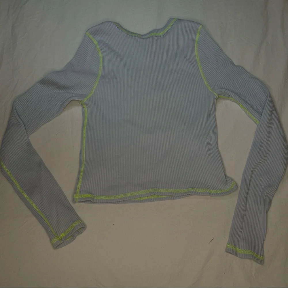WILD FABLE Shirt Blue with Neon Green Stitching Long Sleeve / XL / Stitch Ribbed